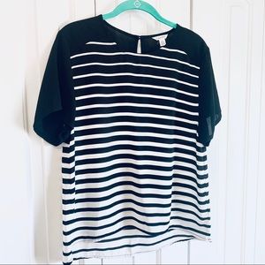 Calvin Klein | Black & White Stripe Top | M